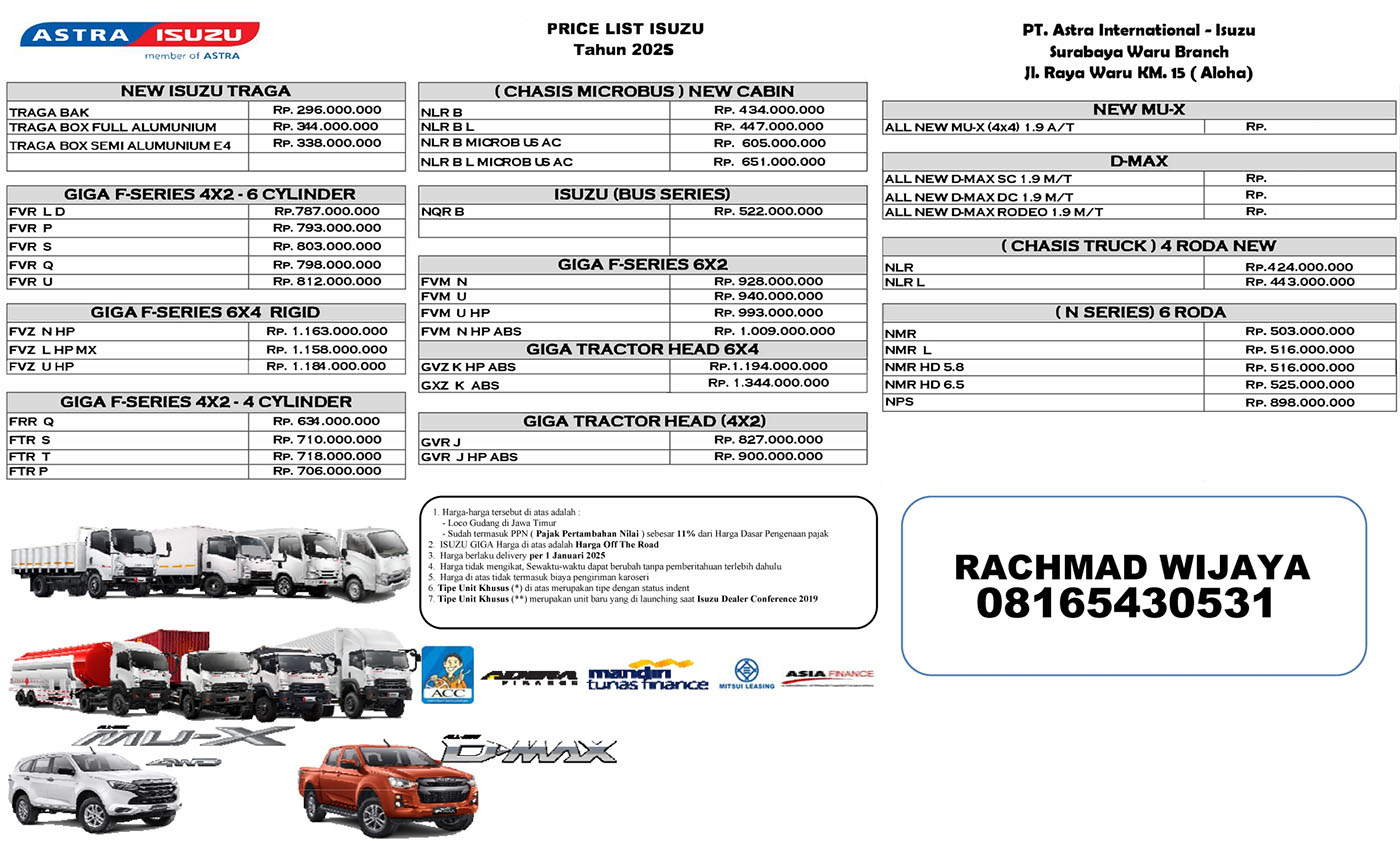harga isuzu traga 2025 - dp cicilan uang muka angsuran isuzu traga pickup box minibus - sales pricelist